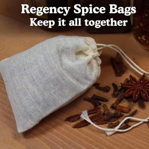 Regency Wraps 100% Cotton Drawstring Bags, Spice & Tea, 7.62cm x 10.16cm (3" x 4"), 4 Pack | Reusable Food Storage Pouches thumbnail 2