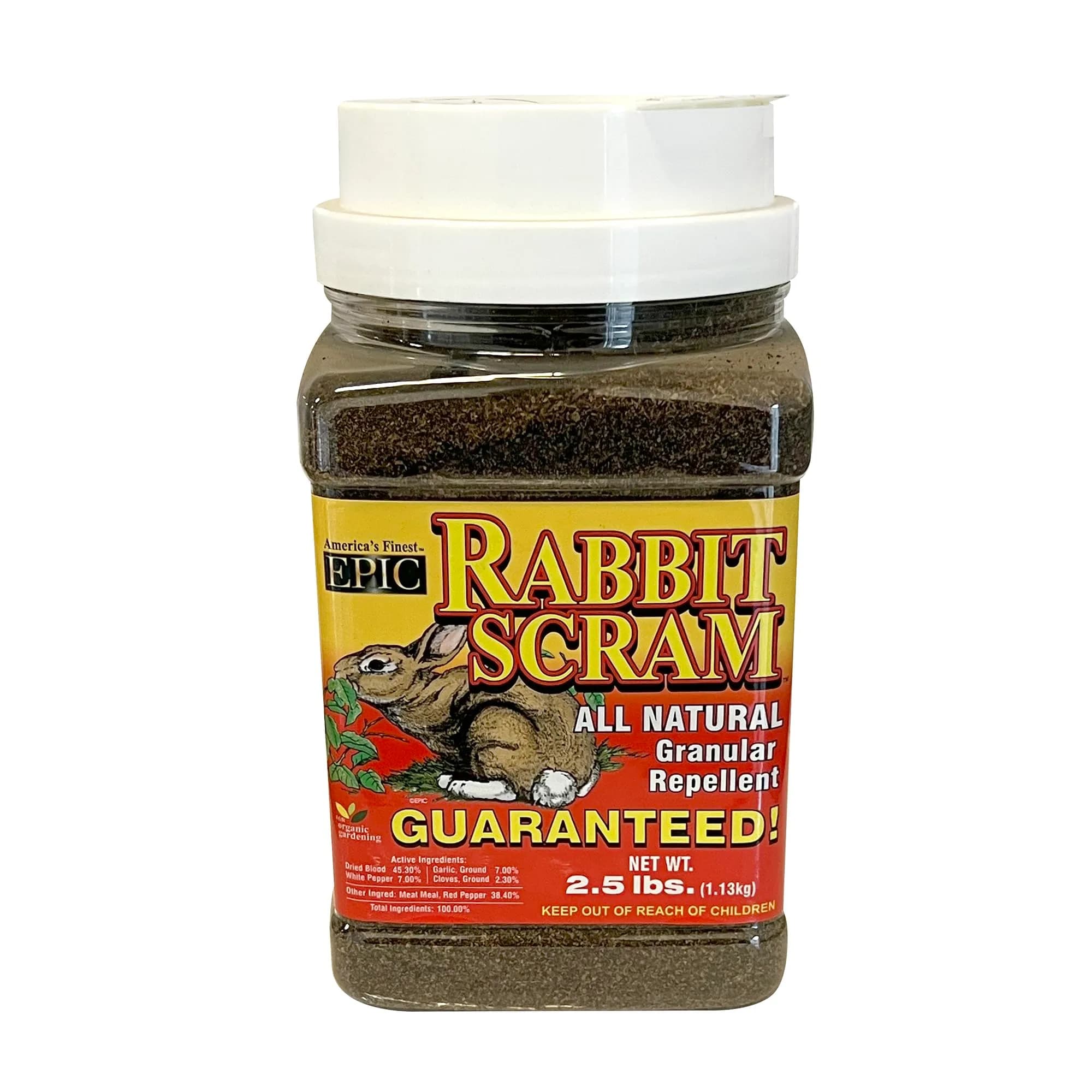 EPIC REPELLENTS Rabbit Scram All Natural Granular Repellent 25 lb | Eco-Friendly Animal & Pet Safe — 40 Ounce