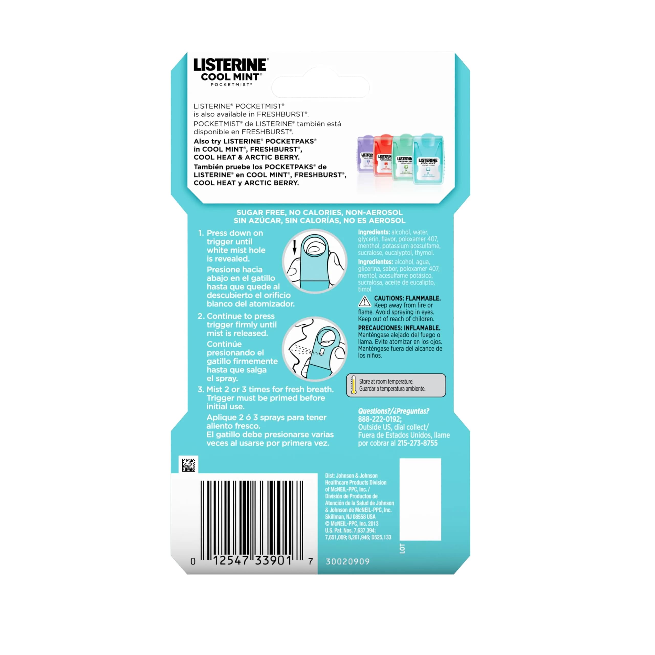Listerine Cool Mint Pocketmist Oral Care Mist 7.7 ml (0.26 Fl Oz) | Kills 99% Bad Breath Germs - view 8
