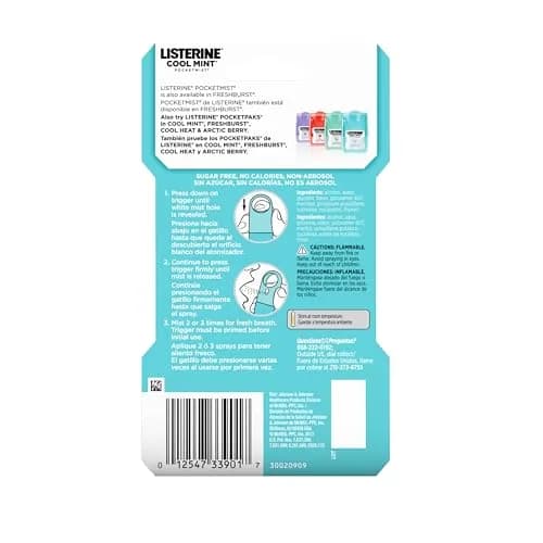 Listerine Cool Mint Pocketmist Oral Care Mist 7.7 ml (0.26 Fl Oz) | Kills 99% Bad Breath Germs thumbnail 8