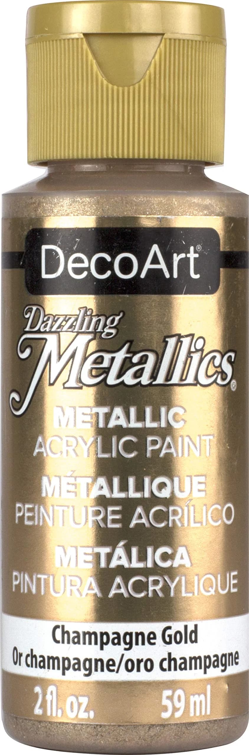 DecoArt Dazzling Metallics 2-Ounce Champagne Gold Acrylic Paint | Water-Based, Non-Toxic, Durable Finish - main product image