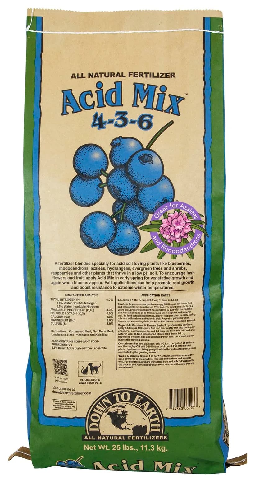 Down To Earth All Natural Fertilizers Organic Acid Mix 25 lb | Acid-Loving Plant Fertilizer — 25 Pound