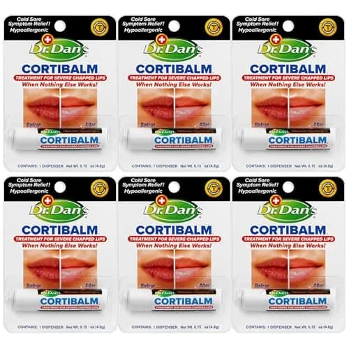 Dr. Dan's Cortibalm 6-Pack Healing Lip Balm for Chapped Dry & Cracked Lips | Hydrocortisone & Beeswax thumbnail 1
