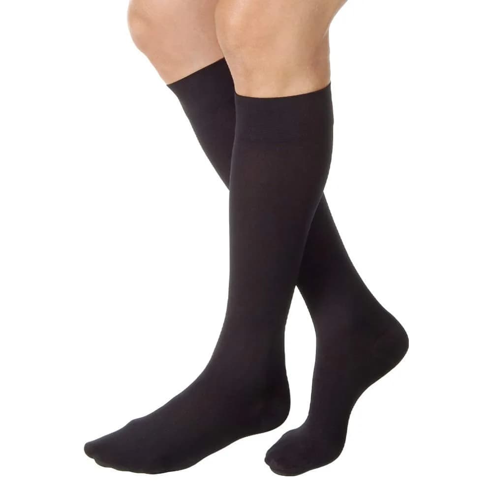 JOBST Relief Knee High 20-30 mmHg Compression Stockings with Silicone Band, Closed Toe, Black, Medium | All Day Wear Support - main product image