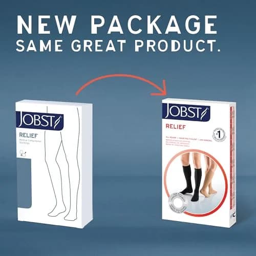 JOBST Relief Knee High 20-30 mmHg Compression Stockings with Silicone Band, Closed Toe, Black, Medium | All Day Wear Support thumbnail 5