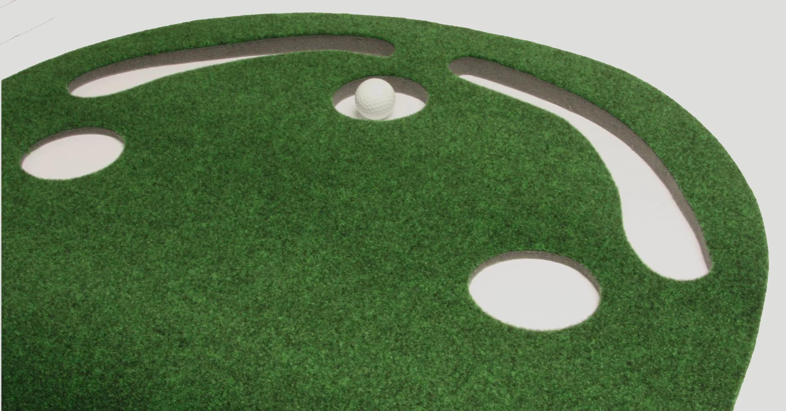 PUTT-A-BOUT Grassroots Par Three Putting Green 2.74 m x 0.91 m (9ft x 3ft) | Kidney-Shaped Practice Mat with 3 Cups - view 2