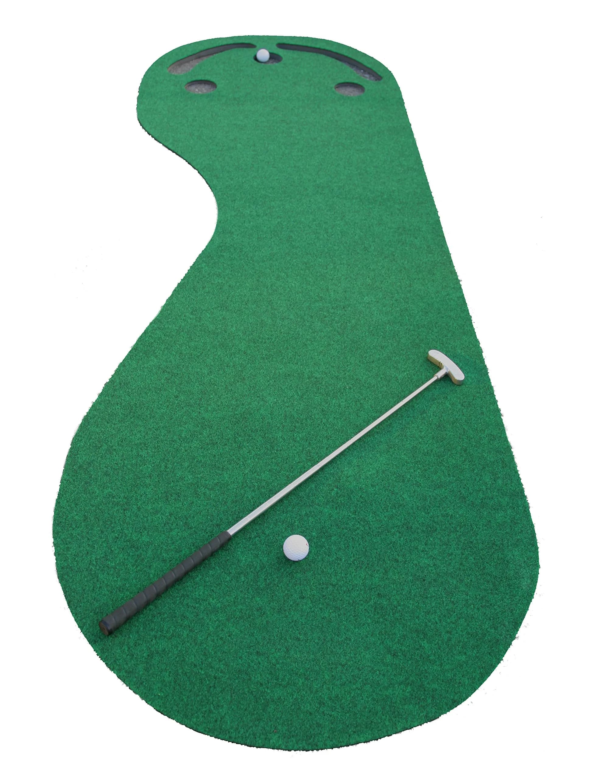 PUTT-A-BOUT Grassroots Par Three Putting Green 2.74 m x 0.91 m (9ft x 3ft) | Kidney-Shaped Practice Mat with 3 Cups - view 3