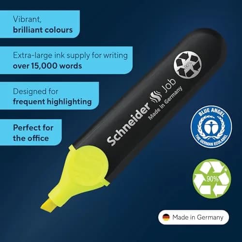 Schneider Job Highlighters, Chisel Tip, 1-5 mm, Pack of 4 | Fade-Resistant Ink for Students & Office thumbnail 3