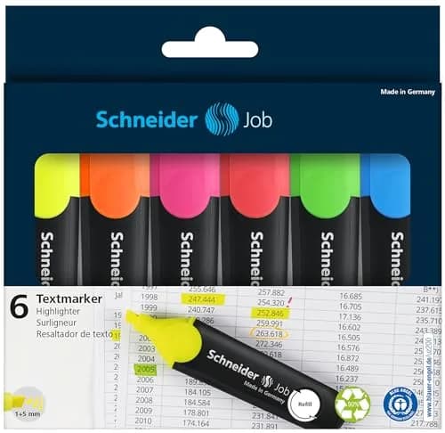 Schneider Job 150 Highlighters Assorted Colours | Chisel Tip, Refillable, Light-Resistant Highlighting thumbnail 4