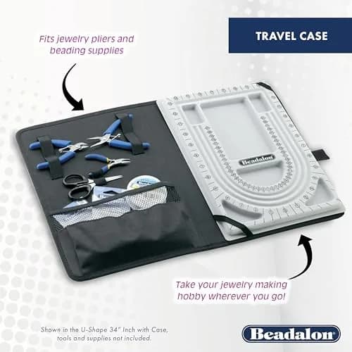 Beadalon Professional Bead Board with Case, 46 inch U Shape | Flocked Grey Surface for Jewelry Making thumbnail 5