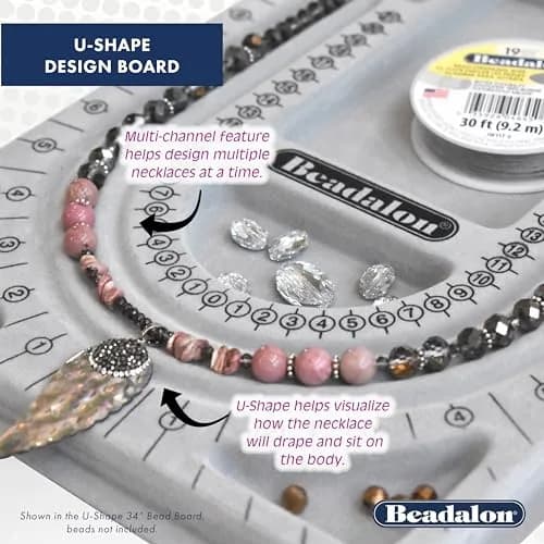 Beadalon Professional Bead Board with Case, 46 inch U Shape | Flocked Grey Surface for Jewelry Making thumbnail 3