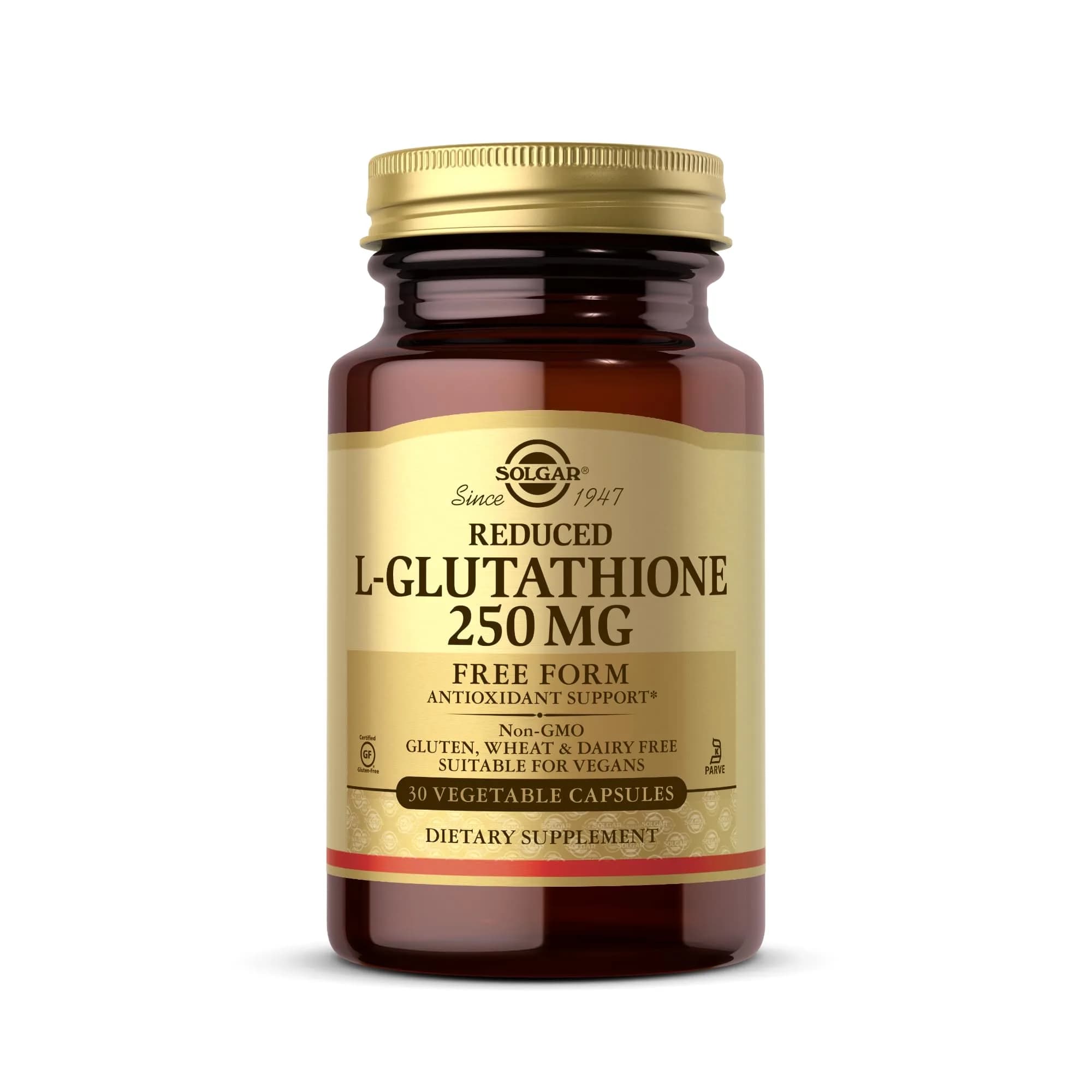 Solgar Reduced L-Glutathione 250 mg Vegetable Capsules | 30 Count (77g) — Standard Packaging