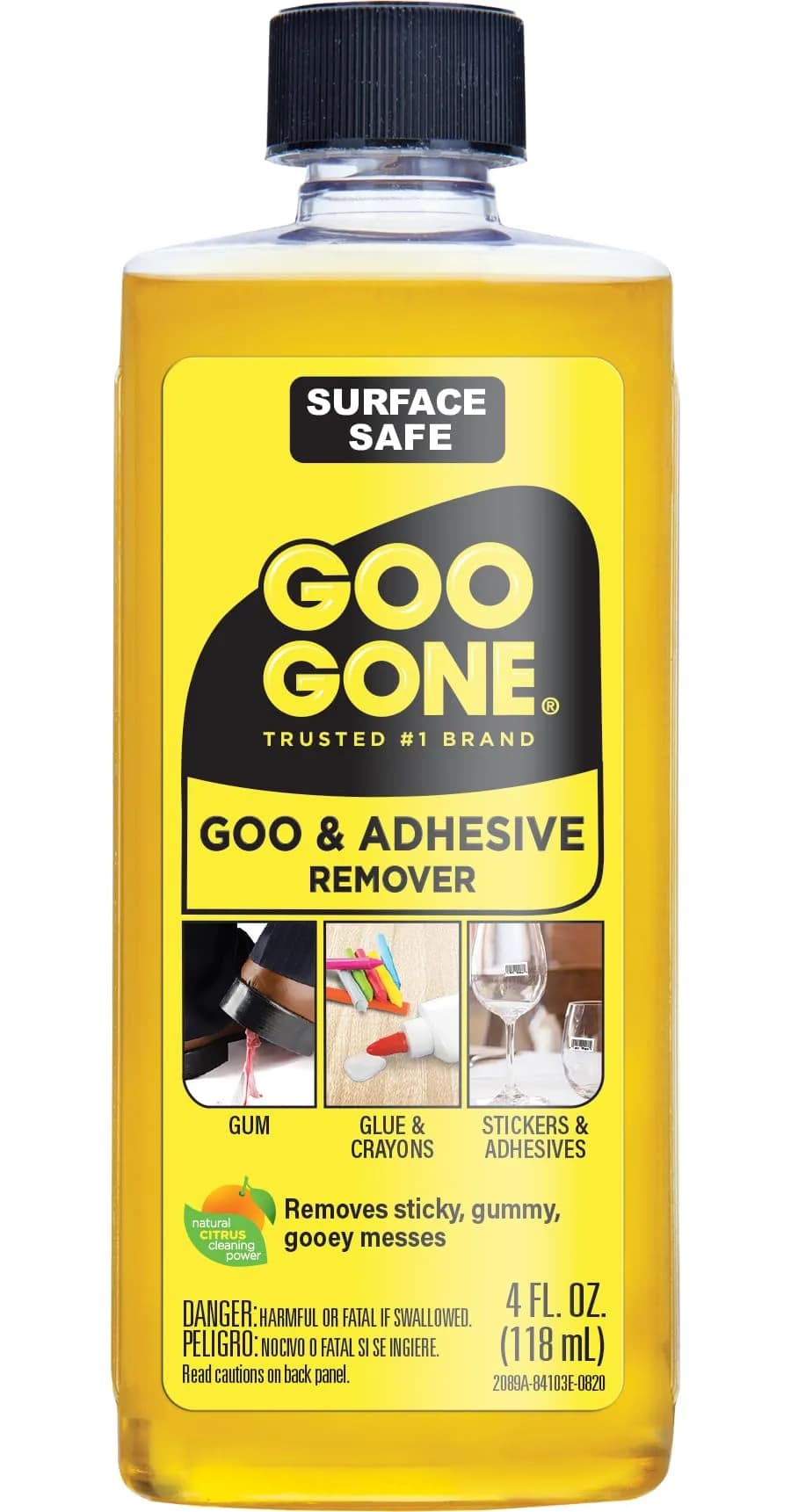 Goo Gone Original Adhesive Remover 4 Fl Oz (118 ml) | Citrus Cleaning Power for Stickers, Labels, Residue, Gum, Grease - main product image
