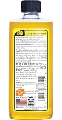 Goo Gone Original Adhesive Remover 4 Fl Oz (118 ml) | Citrus Cleaning Power for Stickers, Labels, Residue, Gum, Grease thumbnail 2