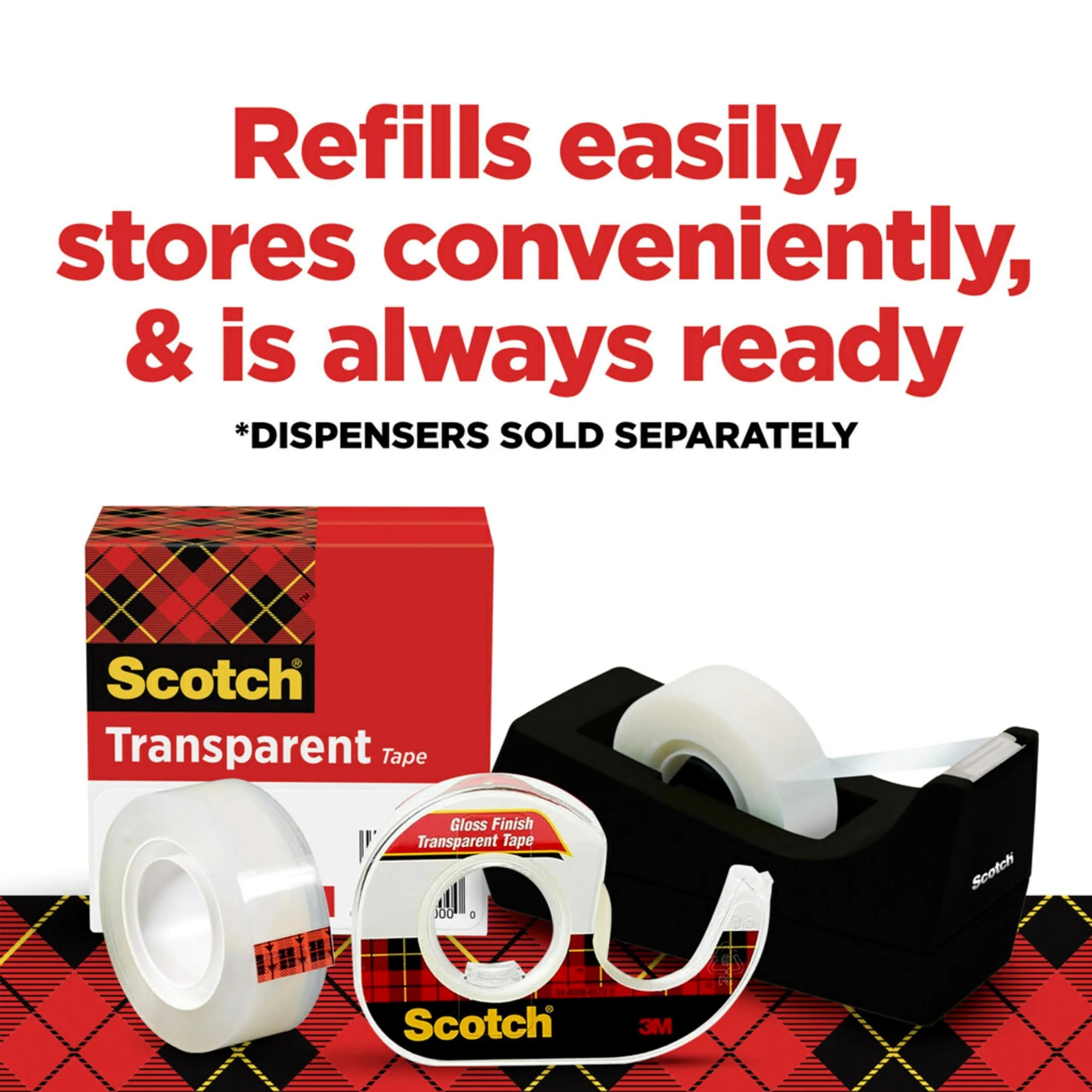Scotch Transparent Tape 3/4 in x 1000 in Rolls | Classic Glossy-Finish, Instant Adhesion - view 7