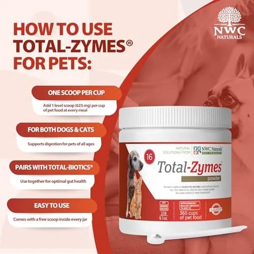 NWC Naturals Total-Zymes Digestive Enzymes for Dogs and Cats 8 oz. Powder | Broad-Spectrum Animal Digestive Support thumbnail 7