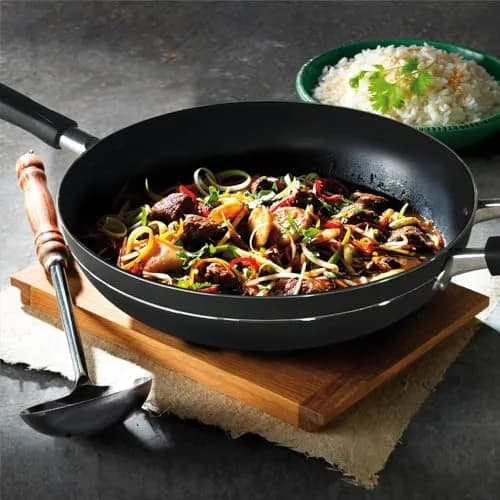Bene Casa Wok 12-inch Aluminum Non-Stick Stir-Fry Pan | Stay Cool Double Handle Oven Safe thumbnail 6
