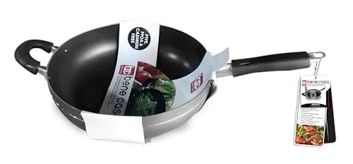 Bene Casa Wok 12-inch Aluminum Non-Stick Stir-Fry Pan | Stay Cool Double Handle Oven Safe thumbnail 3