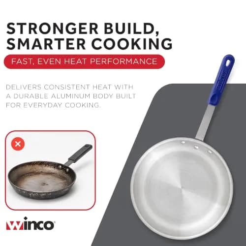 Winco 12" Aluminium Fry Pan with Cool Touch Handle | Natural Finish for Saute & Frying thumbnail 7
