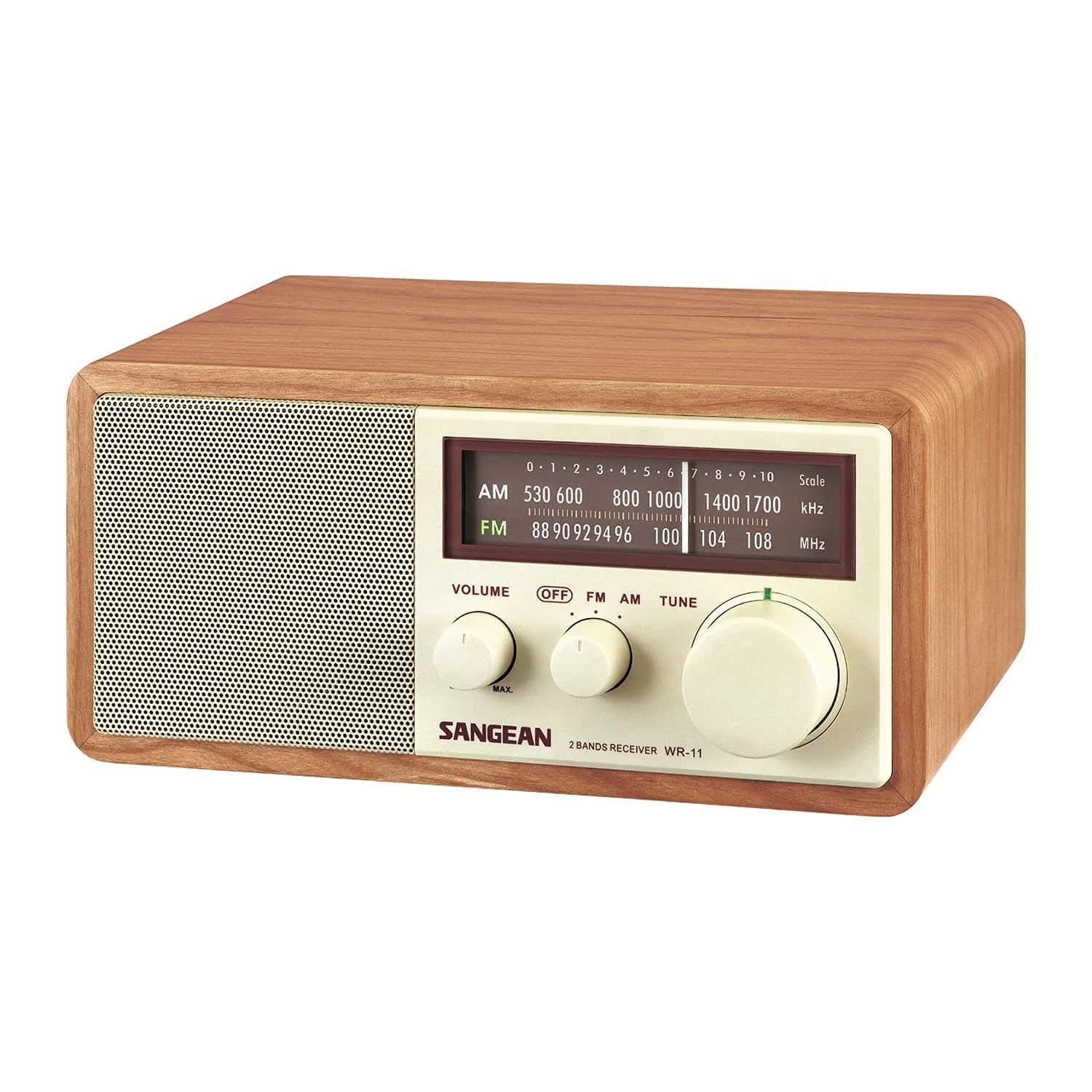 Sangean WR-11 Wood Cabinet AM/FM Tabletop Analog Radio, Powerful Speaker | Vintage Design with Superior Reception