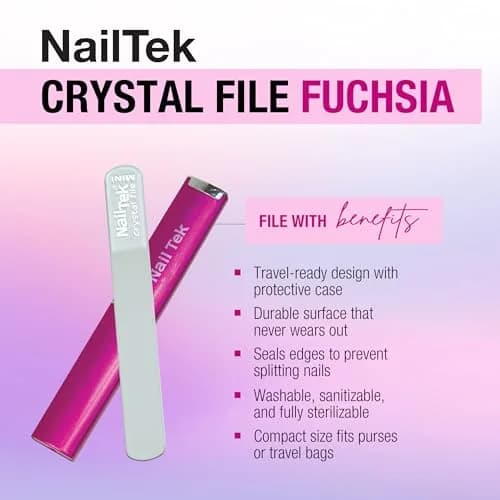 Nail Tek Crystal File - Glass Nail File with Case, Gentle & Durable for Natural Nails, Travel-Friendly 3" thumbnail 3
