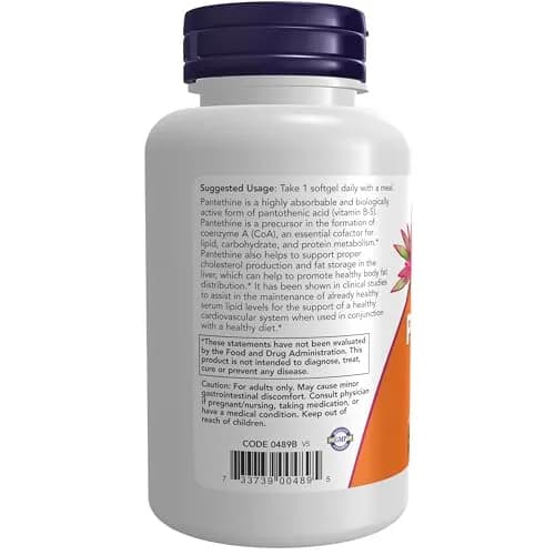 NOW Supplements, Pantethine 600 mg, Double Strength, 60 Softgels | Supports Healthy Serum Lipids thumbnail 3
