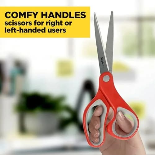 Scotch Multi-Purpose Scissors 8 Inches Red & Gray | Ambidextrous Comfort Grip thumbnail 5