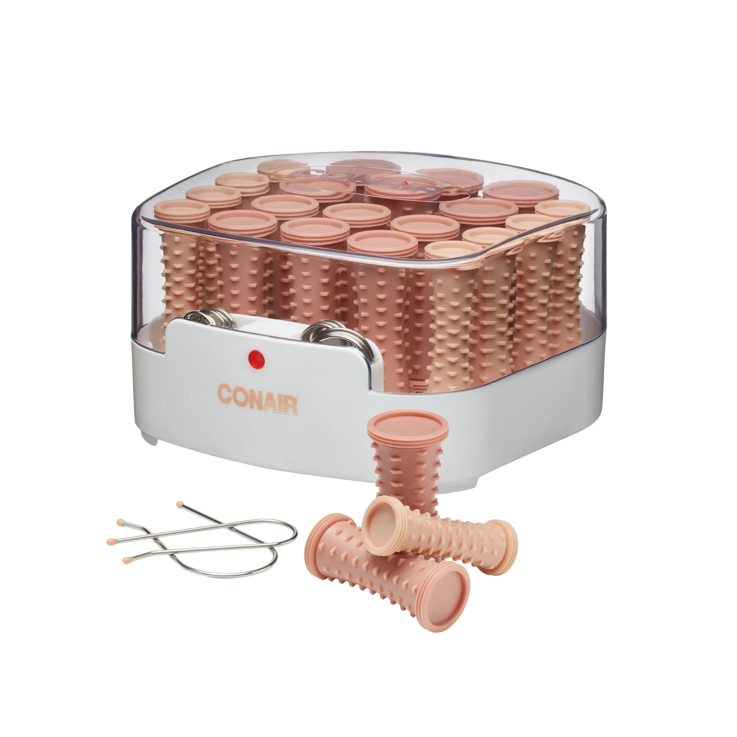 Conair Hair Rollers 20 Piece Set | Multi Size Curlers for All Hair Types with Compact Design — Coral