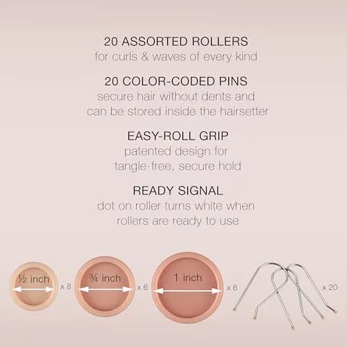 Conair Hair Rollers 20 Piece Set | Multi Size Curlers for All Hair Types with Compact Design thumbnail 4