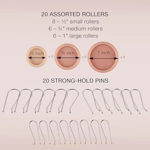 Conair Hair Rollers 20 Piece Set | Multi Size Curlers for All Hair Types with Compact Design thumbnail 2