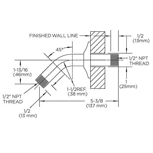 Speakman S-2520 Clean and Simple Shower Arm and Flange 5.5 inches | Polished Chrome Bathroom Fixture thumbnail 2