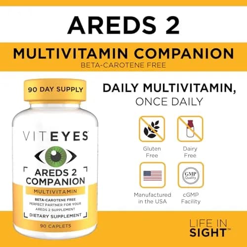 Viteyes Classic AREDS 2 Companion Multivitamin 90 Caplets | Beta-Carotene Free Eye Support thumbnail 5