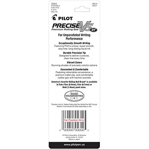 Pilot Precise V5 RT Rollerball Pens, Extra Fine Point 0.5mm, Black Ink, 2-Pack | USA Import thumbnail 2