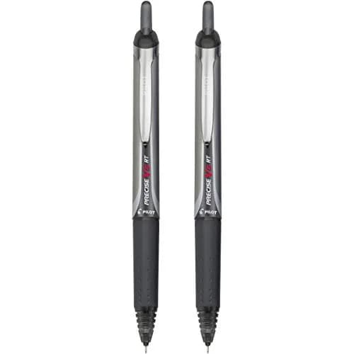Pilot Precise V5 RT Rollerball Pens, Extra Fine 0.5mm Black, Pack of 2 | Smooth Ink Flow for Office & Journaling thumbnail 2