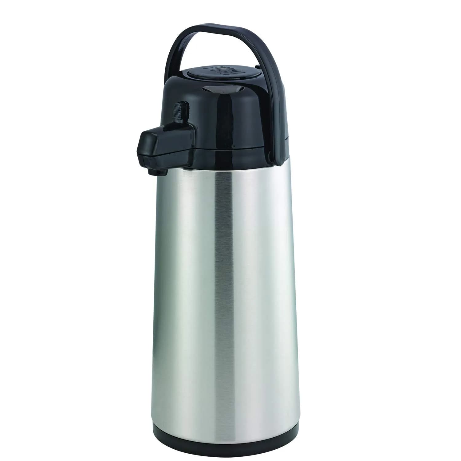Service Ideas Eco-Air Airpot with Pump Lid, 64.2oz | Keeps beverages warm 6-8 hrs, Glass Vacuum Insulated — 64.25 Ounces