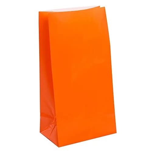 Unique Vibrant Orange Paper Party Bags (Pack of 12, 10" x 5") | Premium Quality for Celebrations thumbnail 1