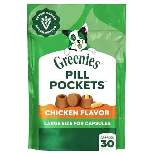 Greenies Pill Pockets Large Size Chicken Dog Treats 30 Count (7.9 oz / 224 g) | Veterinarian Recommended for Easy Pill Administration thumbnail 1