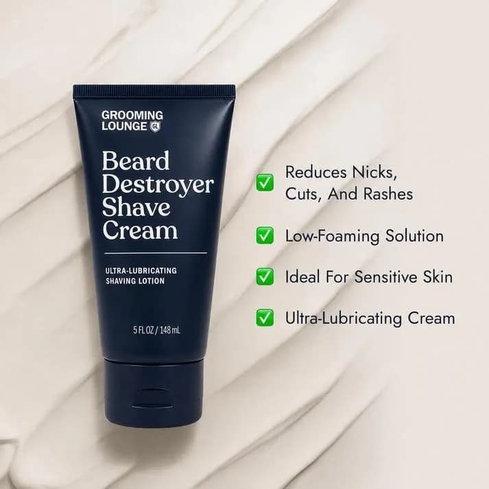 Grooming Lounge Beard Destroyer Shave Cream for Men, Rosemary & Aloe 148ml (5 Fl Oz) | Barber-Crafted Formula for Sensitive Skin thumbnail 4