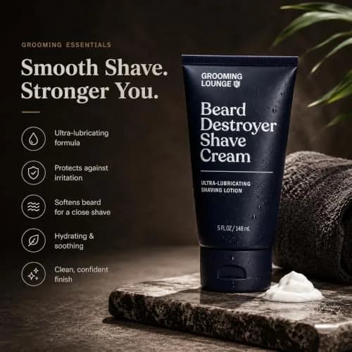 Grooming Lounge Beard Destroyer Shave Cream for Men, Rosemary & Aloe 148ml (5 Fl Oz) | Barber-Crafted Formula for Sensitive Skin thumbnail 7