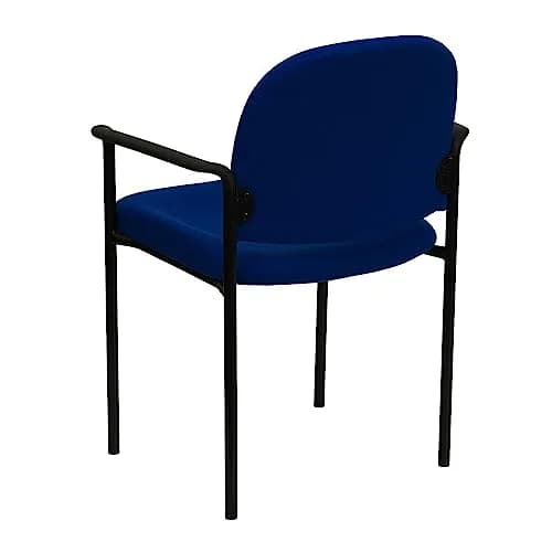 Flash Furniture Steel Stackable Reception Chair with Arms, Navy | Ergonomic, Heavy Duty Steel Frame, 5 Chairs Stackable thumbnail 5