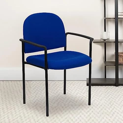 Flash Furniture Steel Stackable Reception Chair with Arms, Navy | Ergonomic, Heavy Duty Steel Frame, 5 Chairs Stackable thumbnail 2