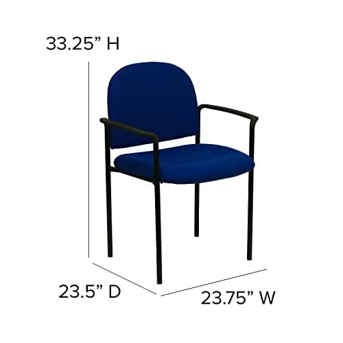Flash Furniture Steel Stackable Reception Chair with Arms, Navy | Ergonomic, Heavy Duty Steel Frame, 5 Chairs Stackable thumbnail 4