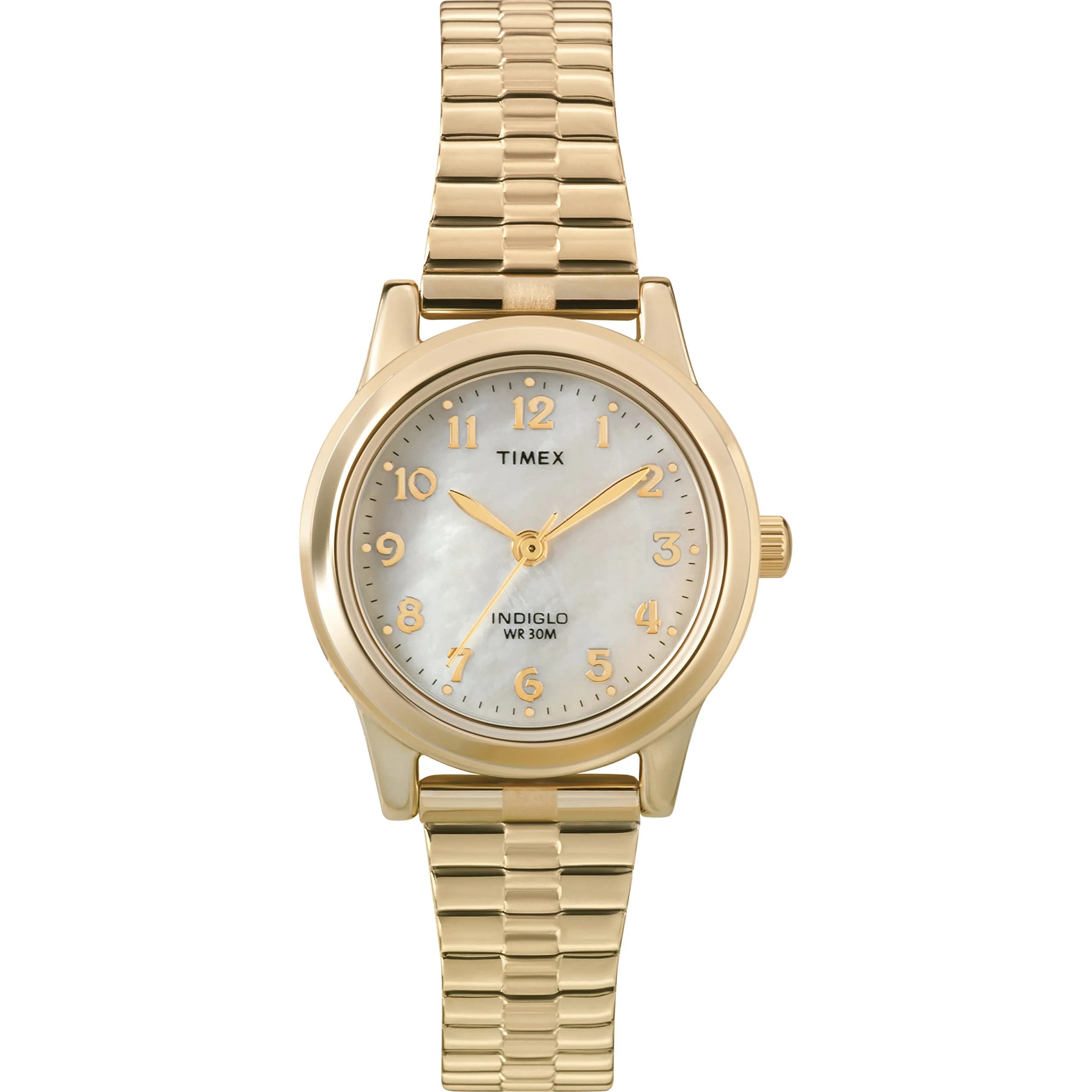 Timex Women's Essex Avenue Gold-Tone Stainless Steel Watch | 25mm Brass Case & Indiglo Light