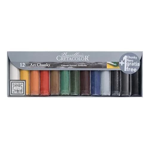 Cretacolor Art Chunky Set, 12 Colors | Water-Soluble Charcoal Sticks for Large Scale Drawings thumbnail 1