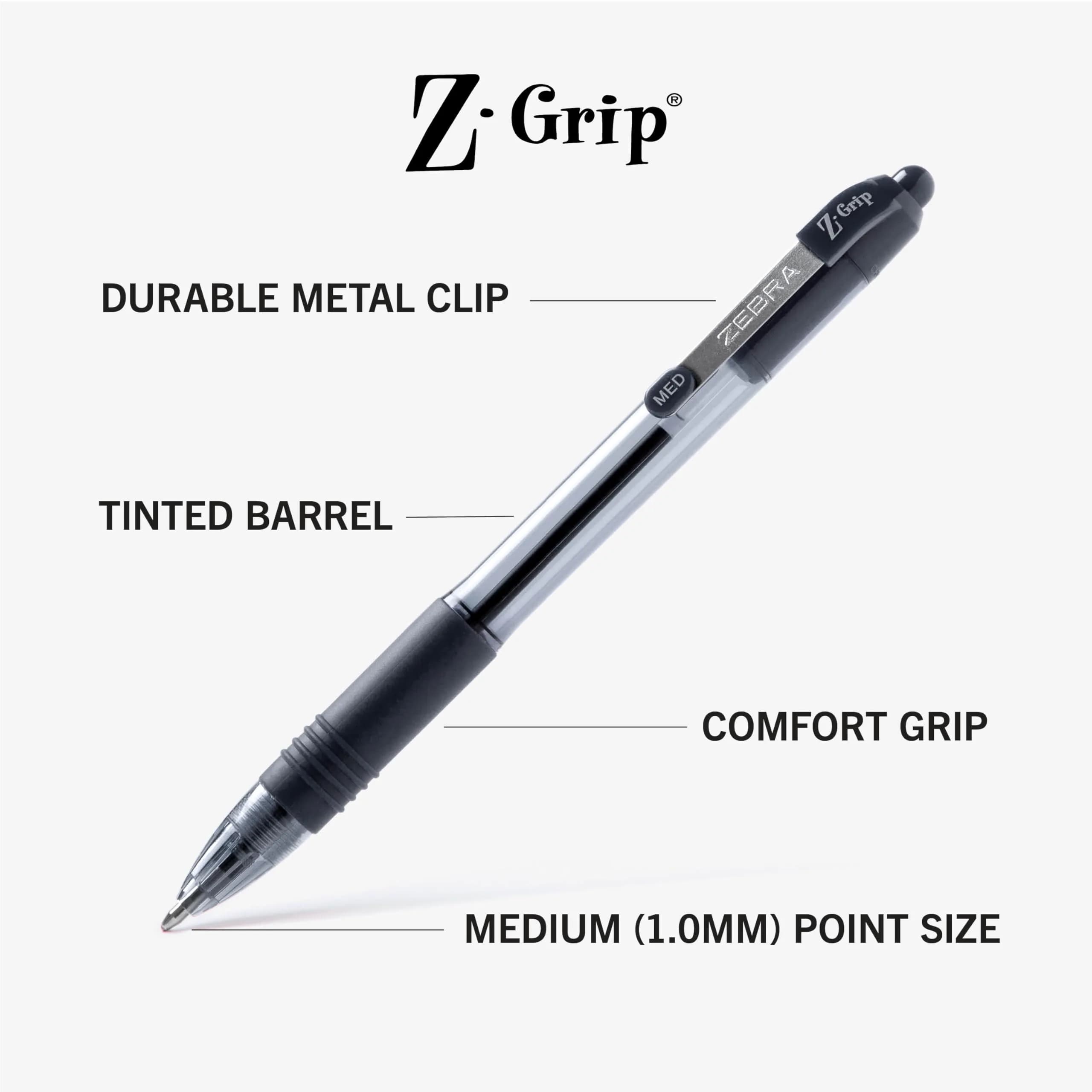 Zebra Pen Z-Grip Retractable Ballpoint Pens, Black Ink, 1.0mm Medium Point, 24-Pack | Smooth Writing for Students & Professionals - view 3
