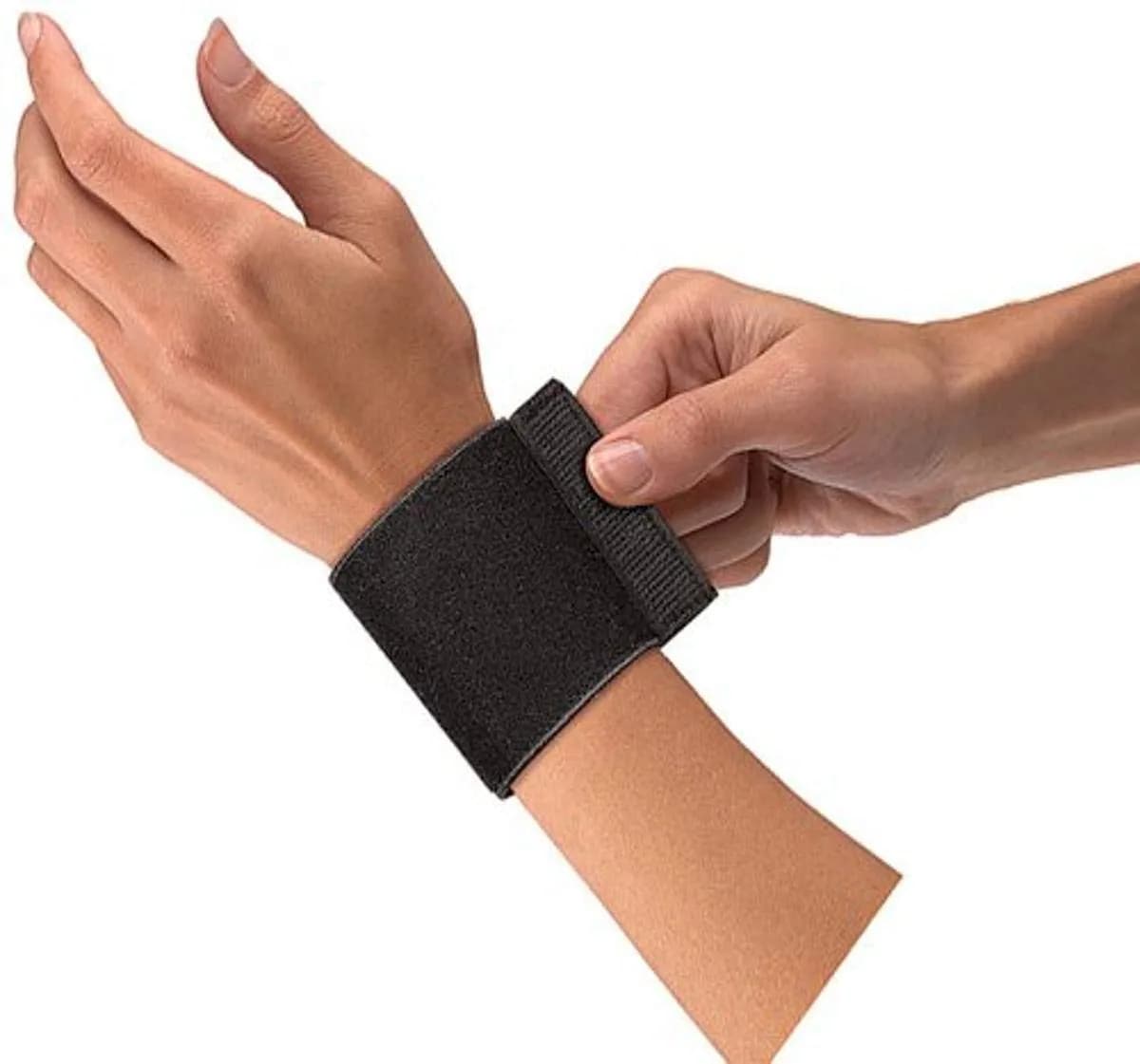 Mueller Elastic Support with Loop | Wrist Pain Relief & Support, One Size, Black — Black