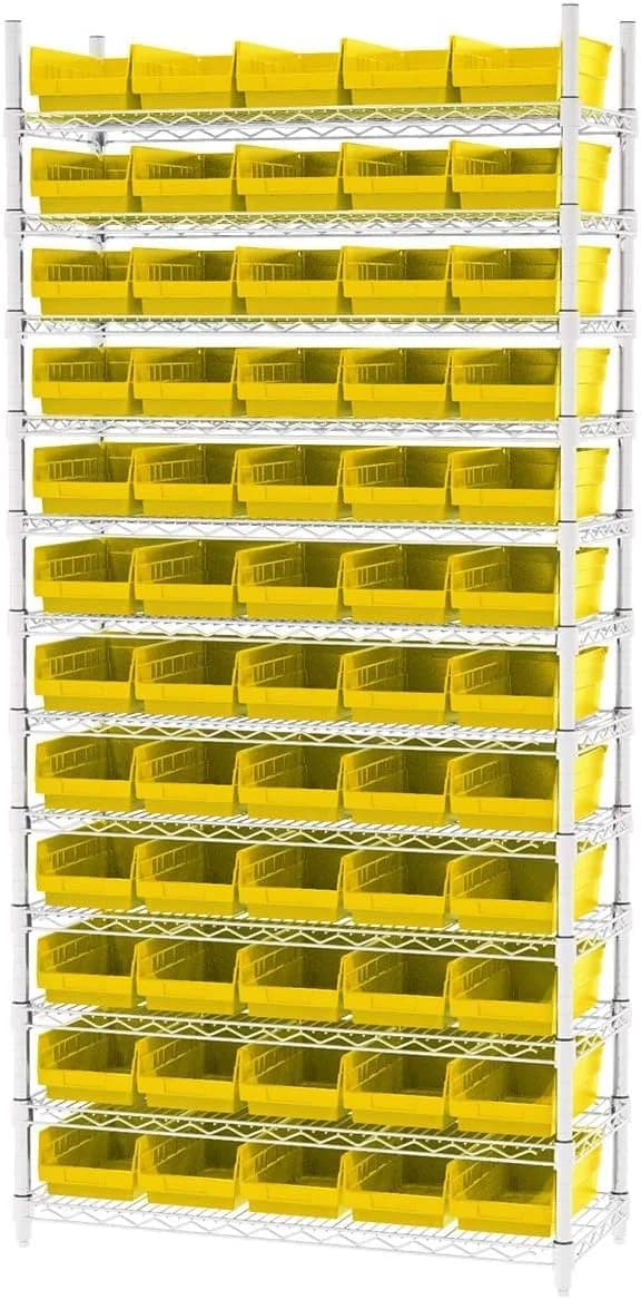 Akro-Mils Yellow Shelf Bins 12-Pack 16.9 L (0.6 cu ft) | Durable Industrial-Grade Plastic Storage Containers for Garage, Kitchen, and Closet Organization - view 7