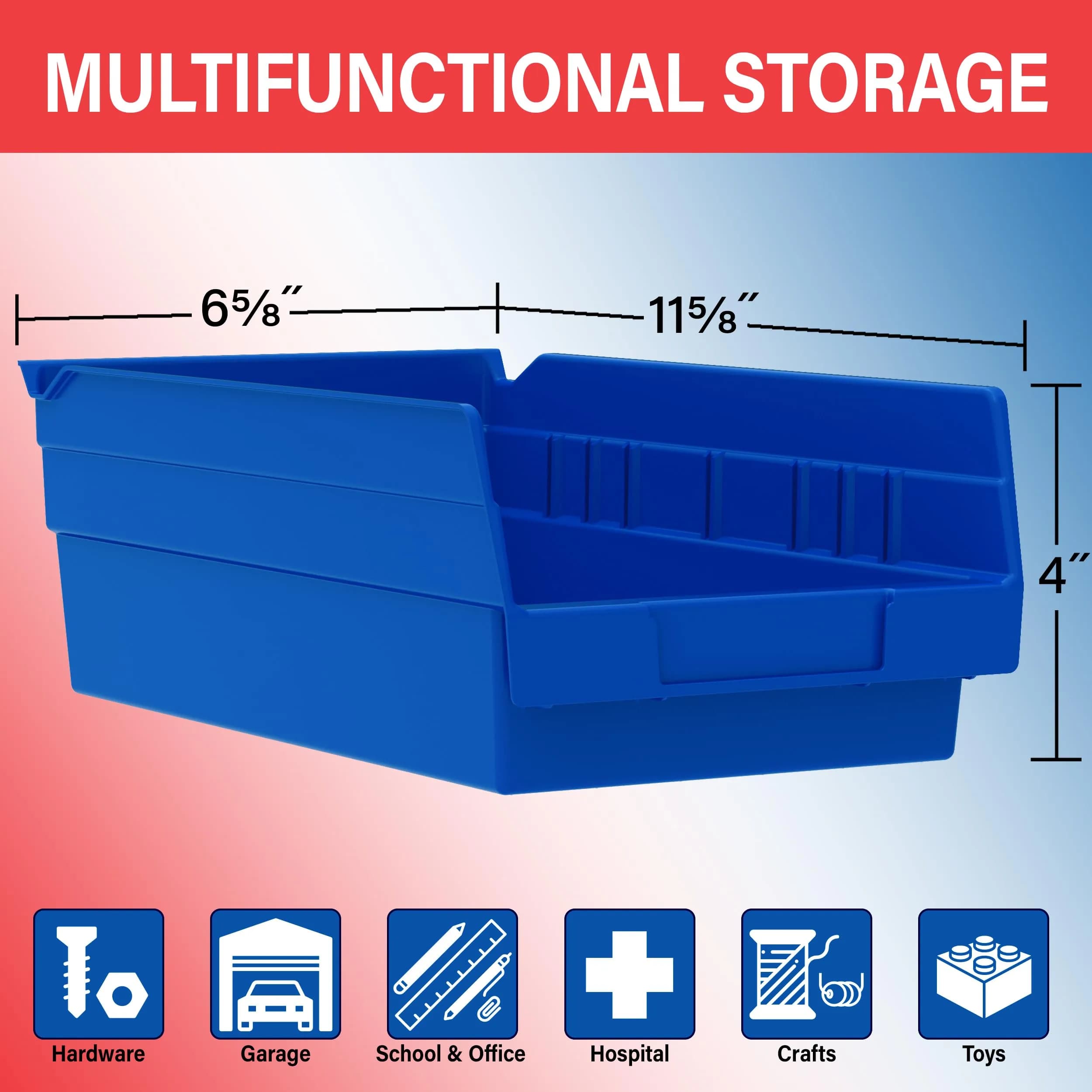 Akro-Mils Yellow Shelf Bins 12-Pack 16.9 L (0.6 cu ft) | Durable Industrial-Grade Plastic Storage Containers for Garage, Kitchen, and Closet Organization - view 3
