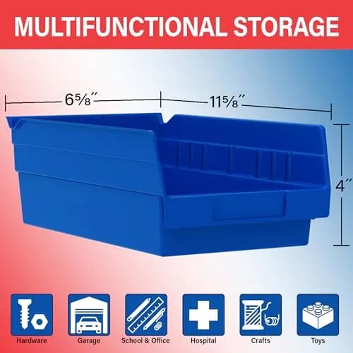 Akro-Mils Yellow Shelf Bins 12-Pack 16.9 L (0.6 cu ft) | Durable Industrial-Grade Plastic Storage Containers for Garage, Kitchen, and Closet Organization thumbnail 3