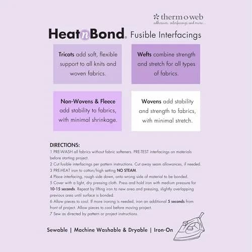 HeatnBond Fusible Fleece Iron-On Interfacing 20 Inches x 1 Yard | Lower Loft Support for Bags & Decor thumbnail 3